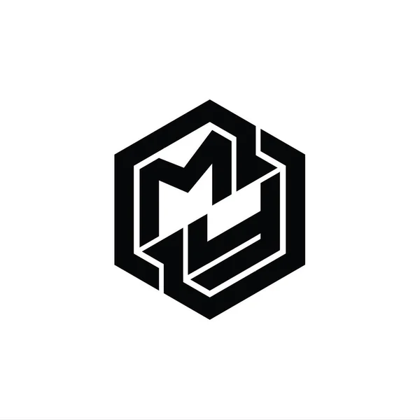 Монограмма Моим Логотипом Игры Геометрической Формы Шестиугольника Шаблон — стоковое фото
