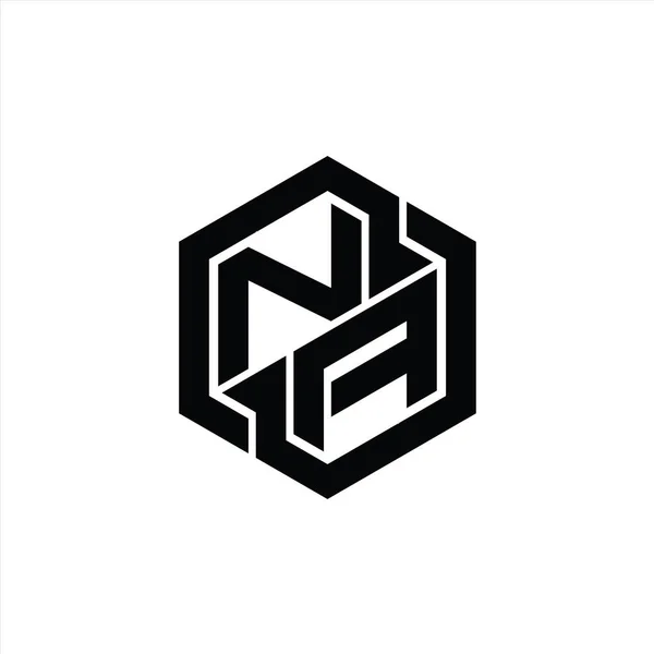 六角形の幾何学的な形状のデザインテンプレートとNaロゴのモノグラムゲーム — ストック写真