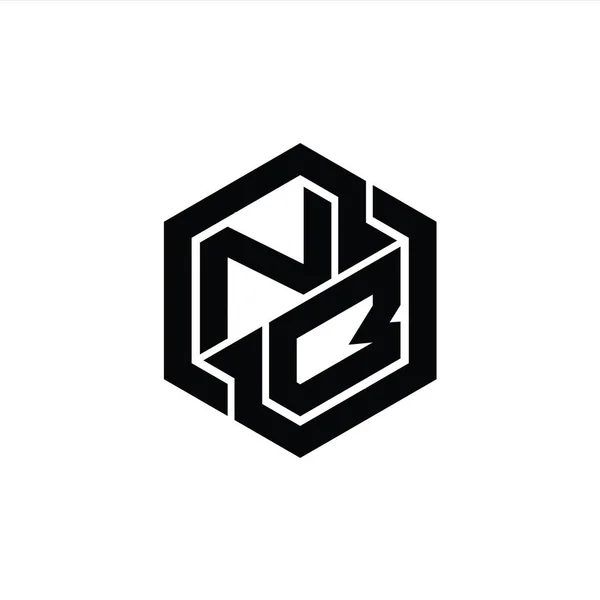 Pozn Logo Monogram Hraní Šestiúhelník Geometrický Tvar Design Šablony — Stock fotografie