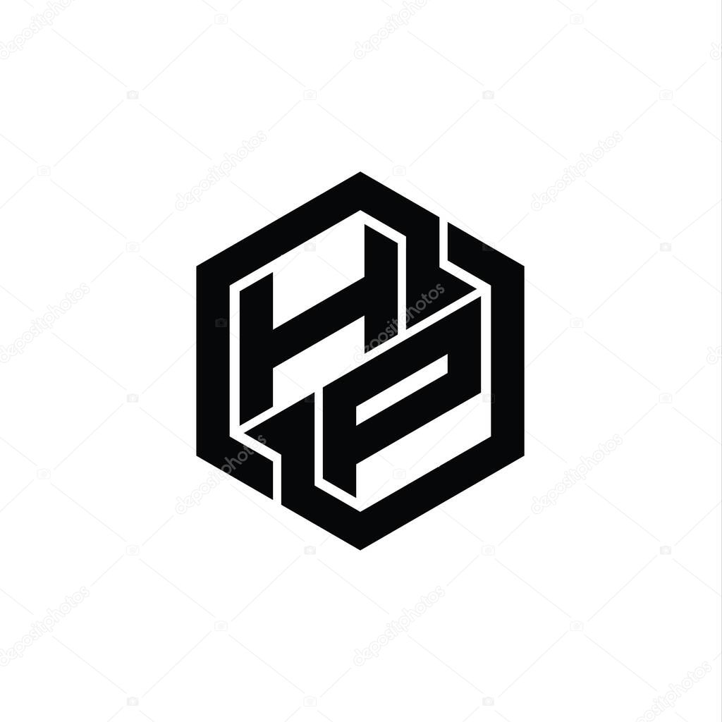 HP Logo monogram gaming with hexagon geometric shape design template