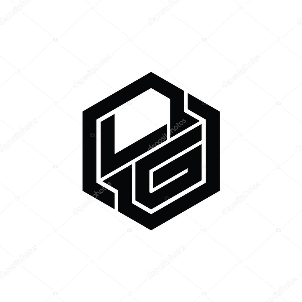 LG Logo monogram gaming with hexagon geometric shape design template