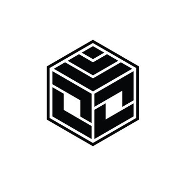 Altıgen geometrik şekilli OO logo monogramı izole edilmiş tasarım şablonu
