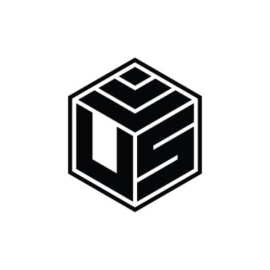 Altıgen geometrik şekilli ABD logosu izole tasarım şablonu