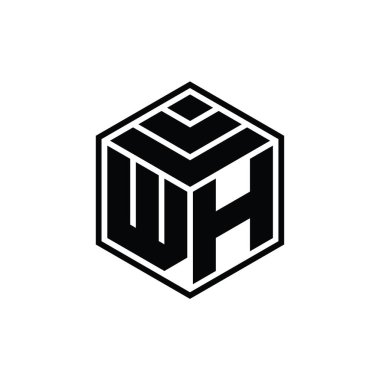 Altıgen geometrik şekilli WH logo monogramı izole edilmiş tasarım şablonu