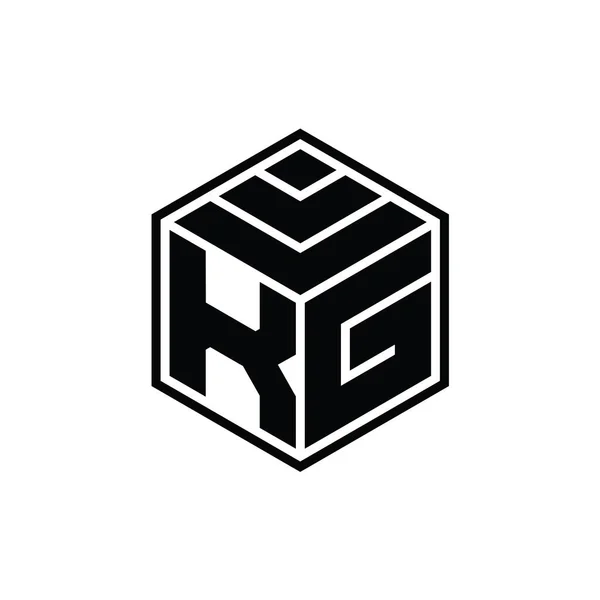 Logo Monogram Šestiúhelníkovým Geometrickým Tvarem Izolovaná Šablona Návrhu Osnovy — Stock fotografie