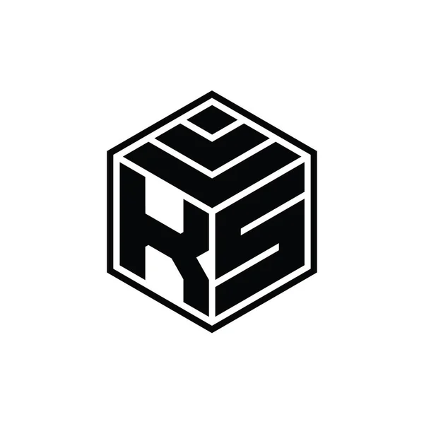 Logotipo Monograma Com Forma Geométrica Hexágono Modelo Design Contorno Isolado — Fotografia de Stock