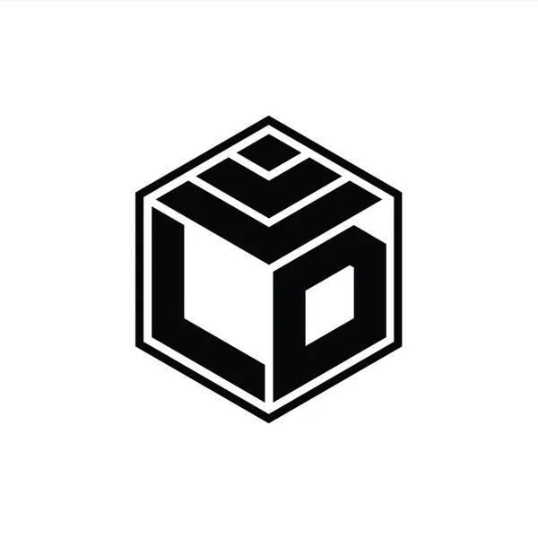 Logo Монограма Шестикутною Геометричною Формою Ізольований Шаблон Контуру Дизайну — стокове фото