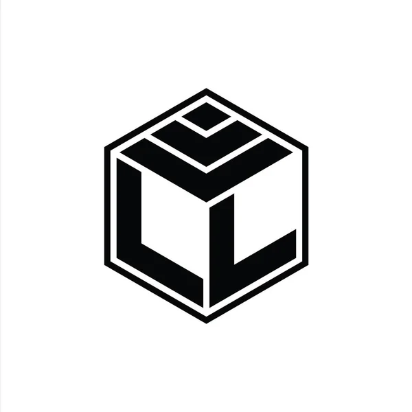 Llロゴモノグラム六角形形状絶縁アウトラインデザインテンプレート — ストック写真