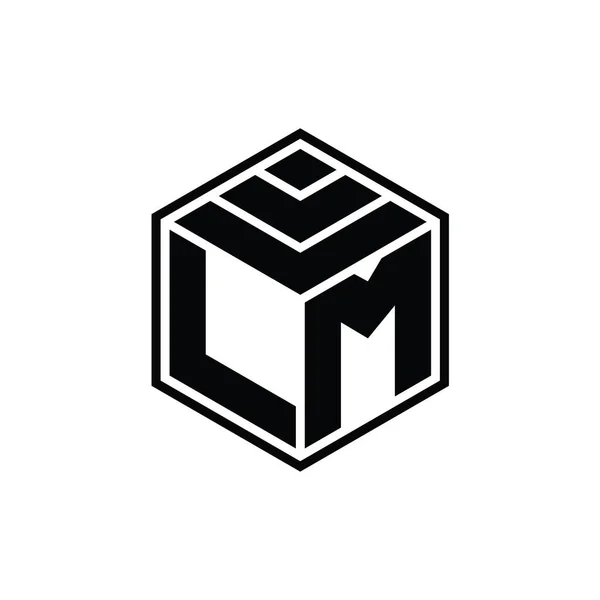 Logo Монограма Шестикутником Геометрична Форма Ізольований Шаблон Контурного Дизайну — стокове фото