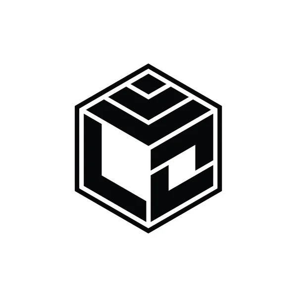 Monograma Logotipo Com Forma Geométrica Hexágono Modelo Design Contorno Isolado — Fotografia de Stock