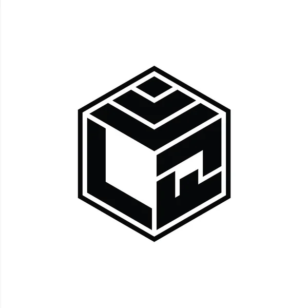 Logo Monogram Dengan Bentuk Geometris Heksagon Templat Desain Terisolasi — Stok Foto