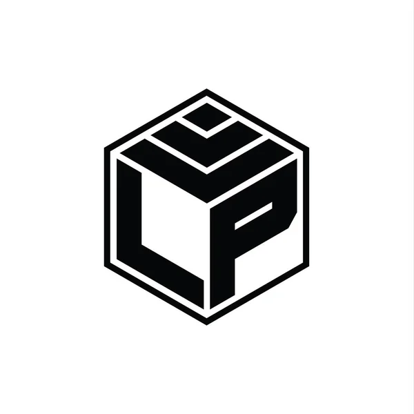 Logo Monogram Med Sekskant Geometrisk Form Isoleret Skitse Design Skabelon - Stock-foto