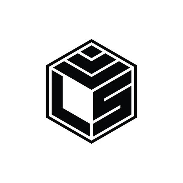 Logo Monogram Med Hexagon Geometrisk Form Isolerad Skiss Design Mall — Stockfoto