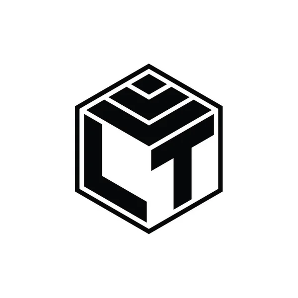 Monogram Logo Sześciokątnym Geometrycznym Kształtem Odizolowanego Szablonu Szkicowego — Zdjęcie stockowe