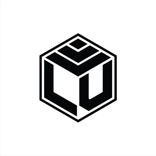 Logo Monograma Com Forma Geométrica Hexágono Modelo Design Contorno Isolado — Fotografia de Stock