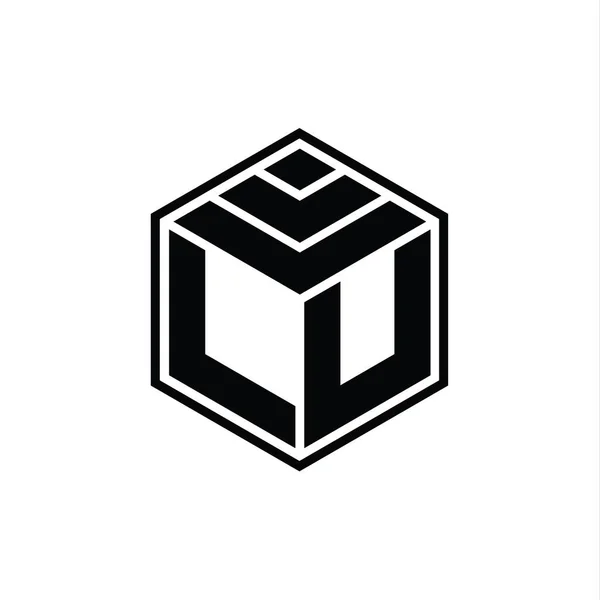 六角形の幾何学的形状分離アウトラインデザインテンプレートとLuのロゴのモノグラム — ストック写真