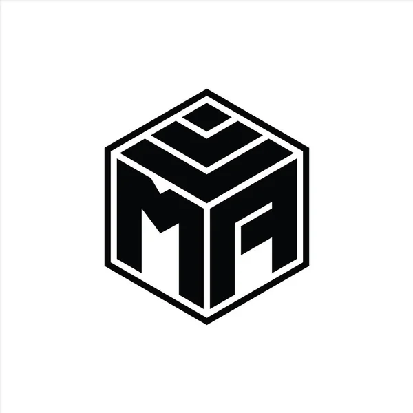 Logotyp Monogram Med Hexagon Geometrisk Form Isolerad Kontur Design Mall — Stockfoto