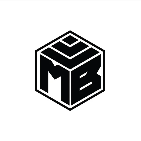 Logo Monogram Met Zeshoekige Geometrische Vorm Geïsoleerd Ontwerp Template — Stockfoto