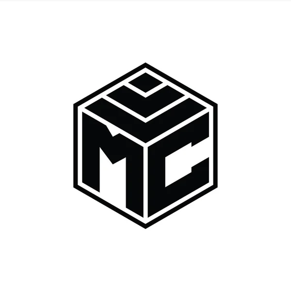 Logo Monogram Med Hexagon Geometrisk Form Isolerad Kontur Design Mall — Stockfoto