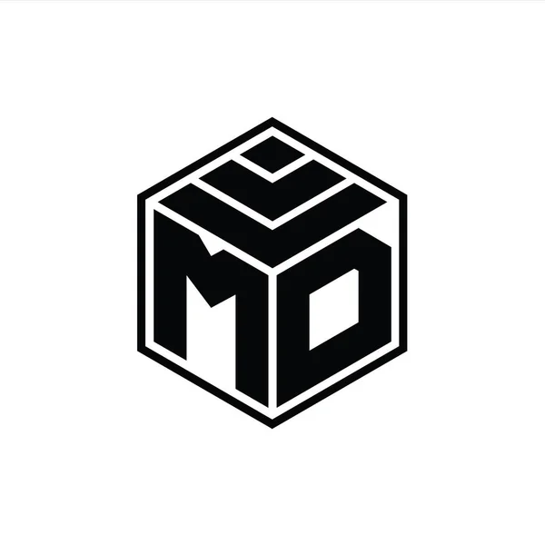 Logo Monogram Met Hexagonale Geometrische Vorm Geïsoleerd Ontwerp Template — Stockfoto