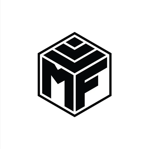 六边形几何孤立轮廓设计模板Mf标志图 — 图库照片