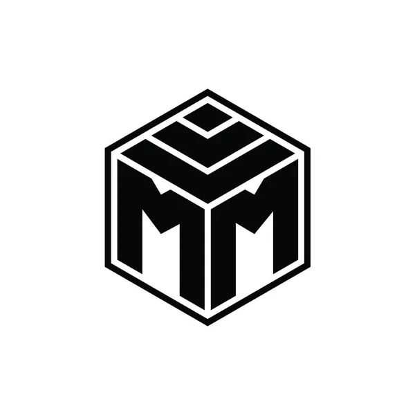 Logotyp Monogram Med Hexagon Geometrisk Form Isolerad Skiss Design Mall — Stockfoto