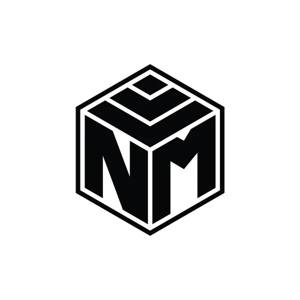 Logo Monogram Hexagon Geometry Shape 고립된 템플릿 — 스톡 사진