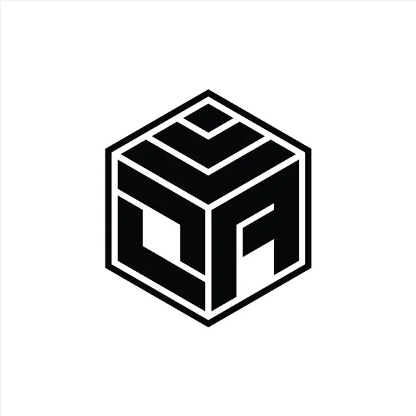 Logo Monogram Hexagon Geometric Shape Isolated Outline Design Template — Stock Photo, Image