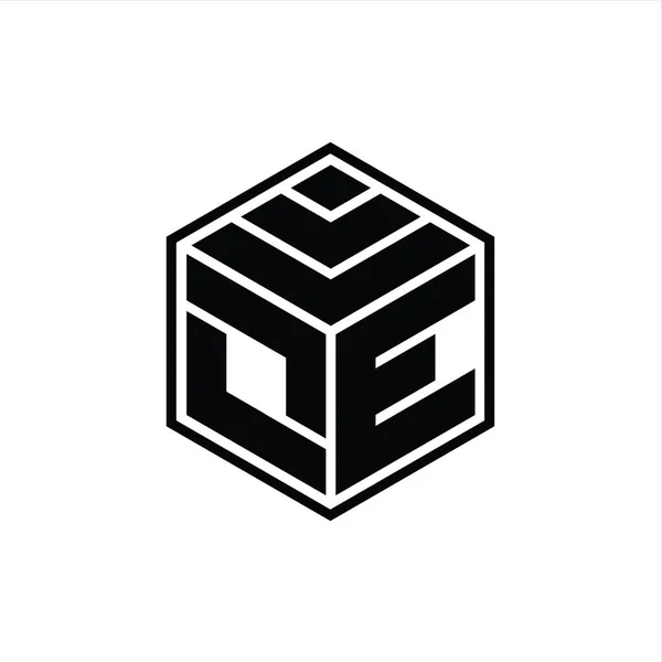 Μονογράφημα Logo Εξάγωνο Γεωμετρικό Σχήμα Απομονωμένο Περίγραμμα Πρότυπο Σχεδιασμού — Φωτογραφία Αρχείου
