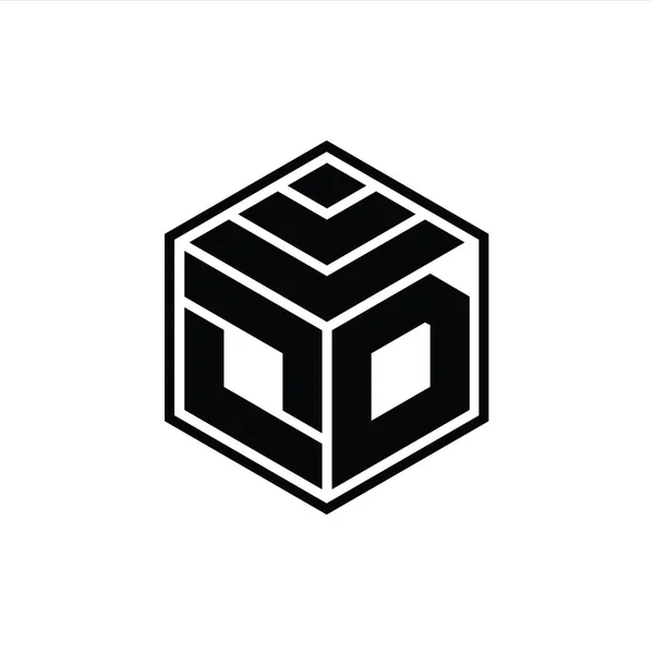 Logotyp Monogram Med Hexagongeometrisk Form Isolerad Skiss Design Mall — Stockfoto