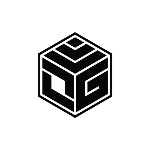 OG Logo monogram with hexagon geometric shape isolated outline design template