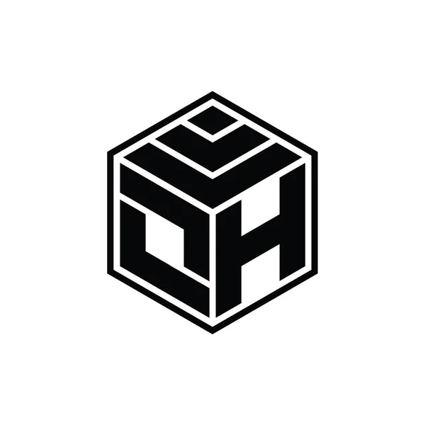 Logo Monogramm Mit Sechseckiger Geometrischer Form Isolierte Umrissvorlage — Stockfoto