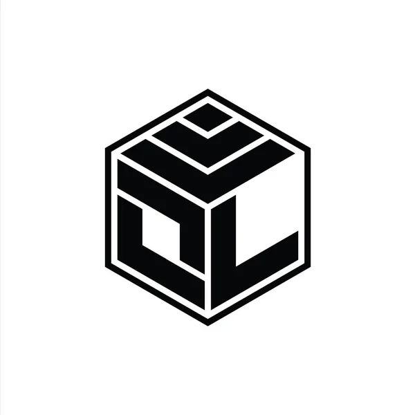 Μονόγραμμα Logo Εξάγωνο Γεωμετρικό Σχήμα Απομονωμένο Περίγραμμα Σχεδιαστικό Πρότυπο — Φωτογραφία Αρχείου