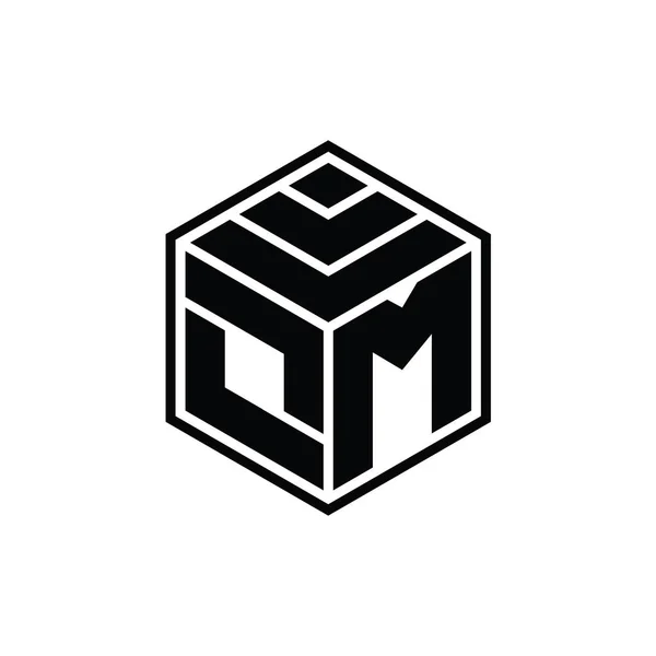 Logo Monogram Šestiúhelníkovým Geometrickým Tvarem Izolované Šablony Osnovy — Stock fotografie