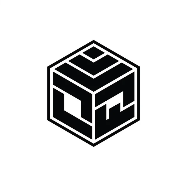 Logotyp Monogram Med Hexagongeometrisk Form Isolerad Skiss Design Mall — Stockfoto