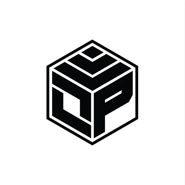 Logo Monogram Dengan Bentuk Heksagon Geometris Terisolasi Templat Desain Outline — Stok Foto