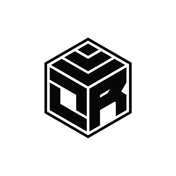 Monograma Logotipo Con Forma Geométrica Hexágono Plantilla Diseño Contorno Aislado —  Fotos de Stock
