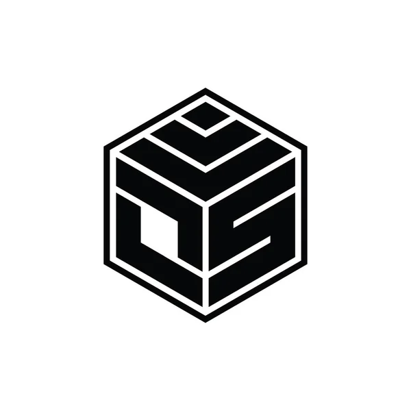 Logo Monogram Hatszögletű Geometriai Alakkal Elszigetelt Vázlatos Tervezési Sablonnal — Stock Fotó