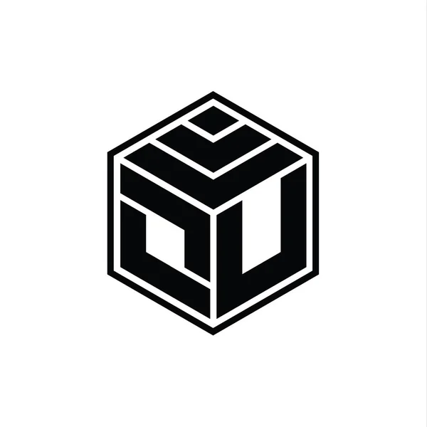 Λογότυπο Μονόγραμμα Εξάγωνο Γεωμετρικό Σχήμα Απομονωμένο Περίγραμμα Σχεδιαστικό Πρότυπο — Φωτογραφία Αρχείου