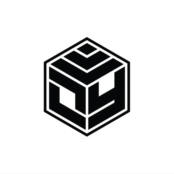 Logo Monogram Sześciokątnym Kształtem Geometrycznym Odizolowany Szkic Szablon Projektu — Zdjęcie stockowe