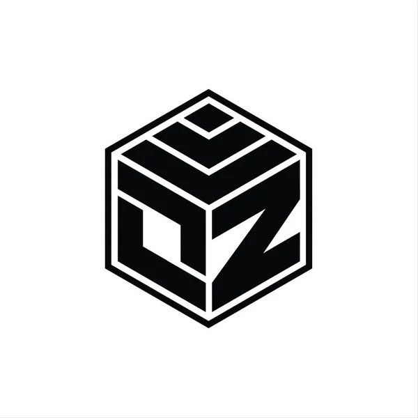 Logo Monogramm Mit Sechseckiger Geometrischer Form Isolierte Umrissvorlage — Stockfoto