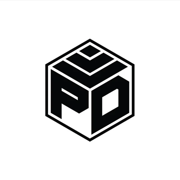 Logotyp Monogram Med Hexagongeometrisk Form Isolerad Skiss Designmall — Stockfoto