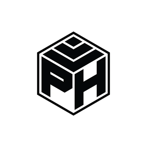 Logo Monogram Med Hexagon Geometrisk Form Isolerad Kontur Design Mall — Stockfoto