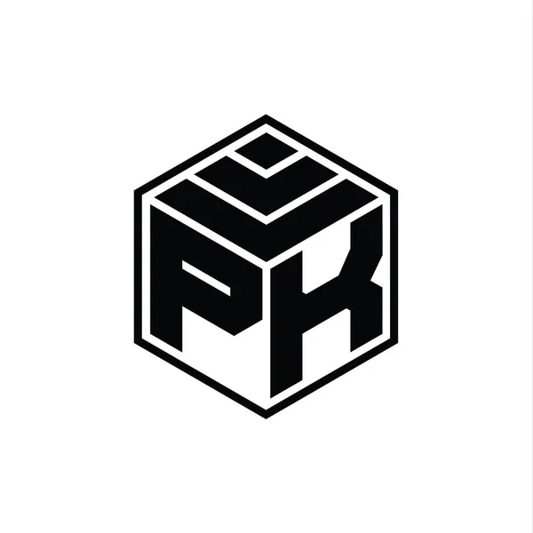 Logo Monogram Met Hexagonale Geometrische Vorm Geïsoleerd Ontwerp Sjabloon — Stockfoto