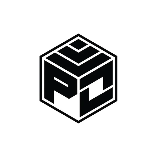 Logo Monograma Con Forma Geométrica Hexágono Plantilla Diseño Contorno Aislado —  Fotos de Stock