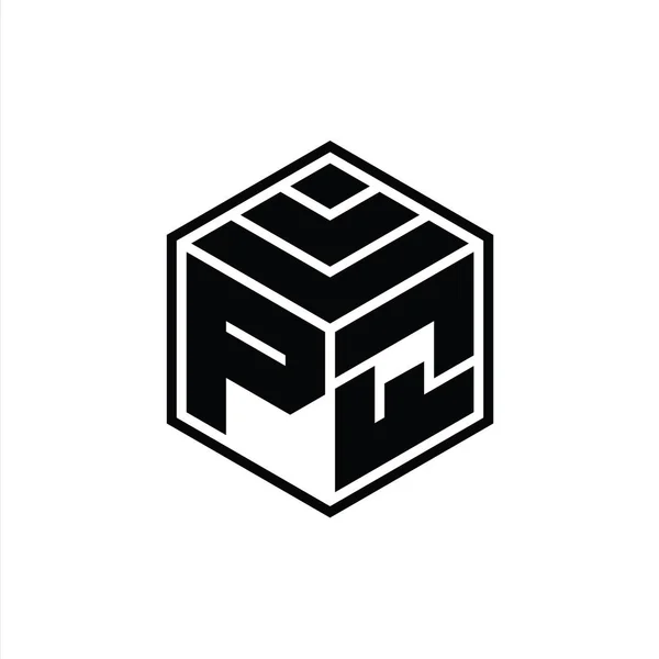 Logo Monogram Met Hexagonale Geometrische Vorm Geïsoleerd Ontwerp Template — Stockfoto