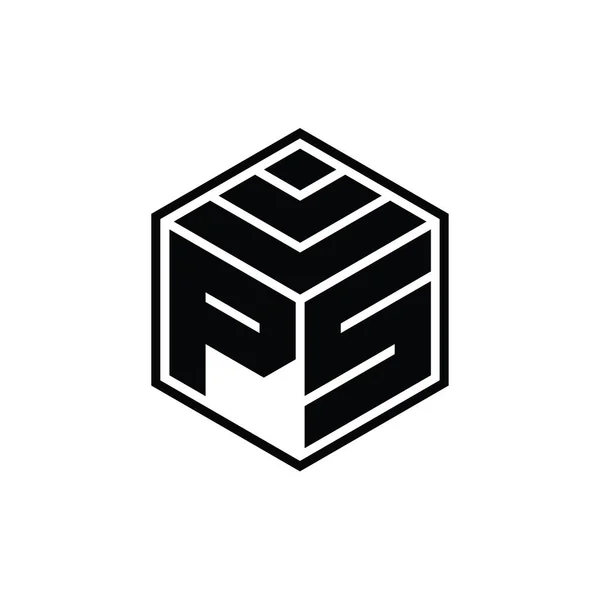 Logo Monogram Dengan Bentuk Geometris Heksagon Templat Desain Outline Terisolasi — Stok Foto