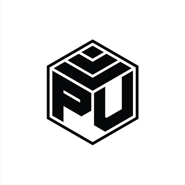 Монограма Логотипу Шестикутною Геометричною Формою Ізольований Шаблон Дизайну Контуру — стокове фото