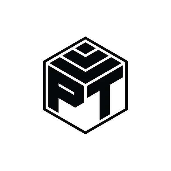 Logo Monogram Met Zeshoekige Geometrische Vorm Geïsoleerde Schets Ontwerp Template — Stockfoto