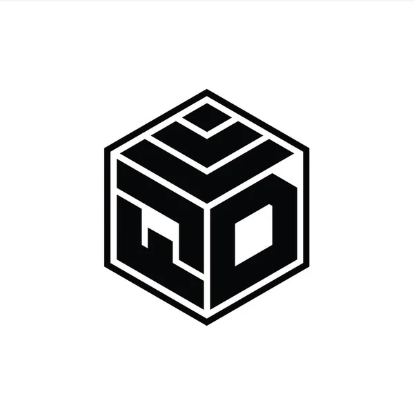Monografia Logo Sześciokątnym Geometrycznym Kształtem Odizolowanego Szkicu Szablonu Projektu — Zdjęcie stockowe